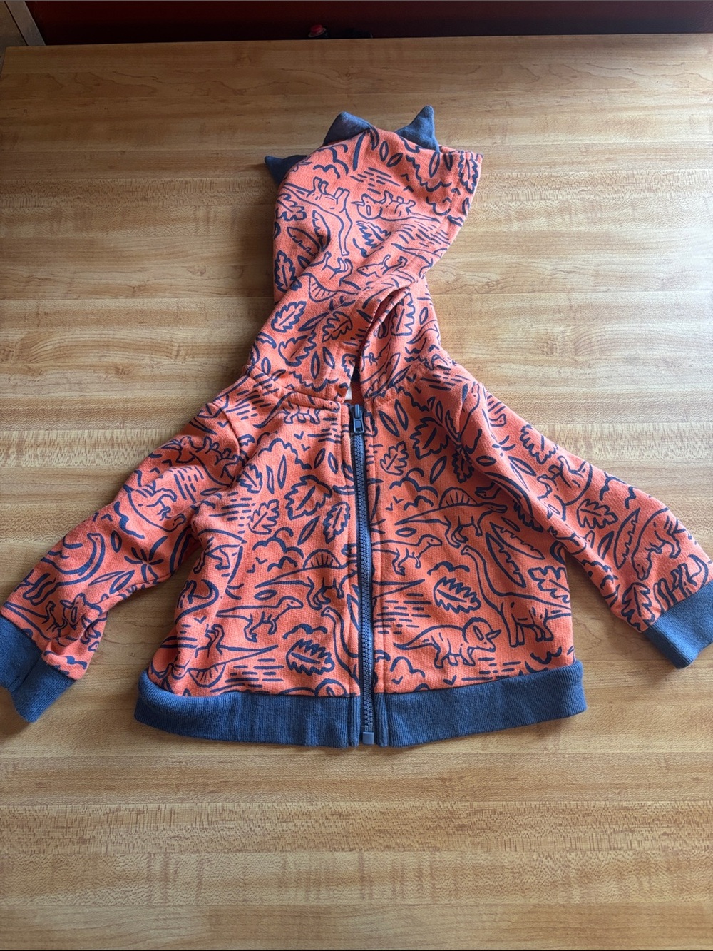 Cat & Jack Orange and Navy Dinosaur Hoodie Sweatshirt